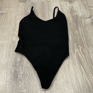 Out from Under Black Ribbed Bodysuit Medium C25